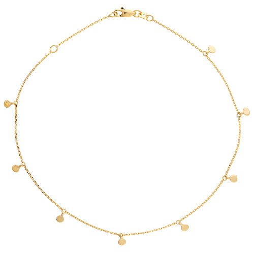 14k Yellow Gold Eight Disc Station Anklet