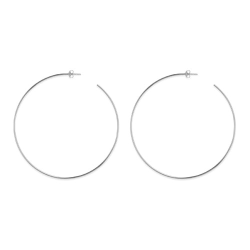 14k White Gold 3in Open Post Hoop Earrings