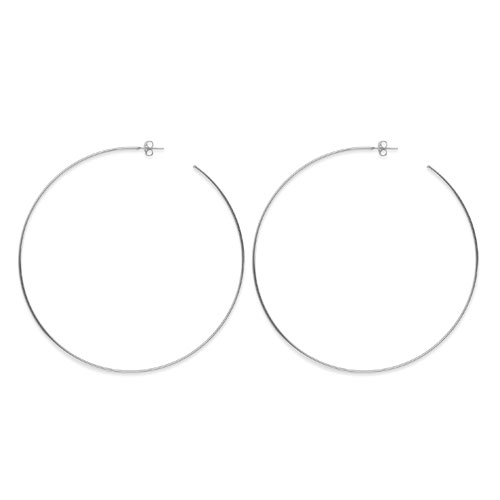 14k White Gold 3 1/2in Open Post Hoop Earrings