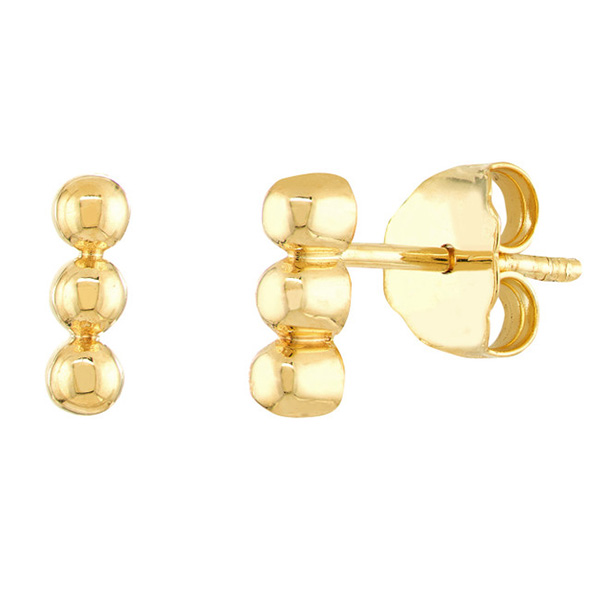 14k Yellow Gold Bubble Bar Earrings