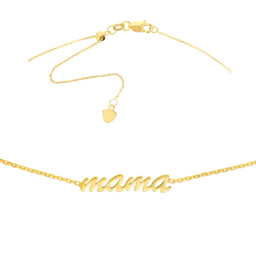 14k Yellow Gold Mama Choker Necklace