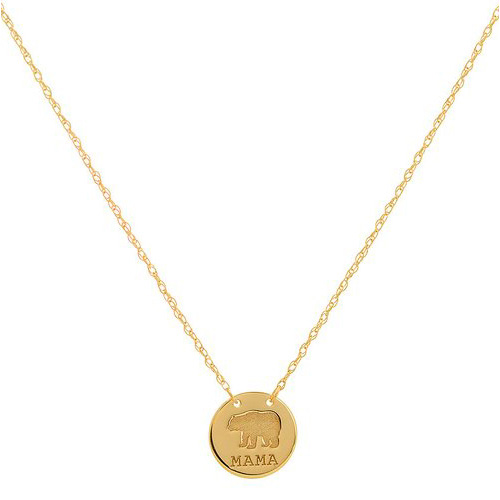 14k Yellow Gold Mama Bear Necklace