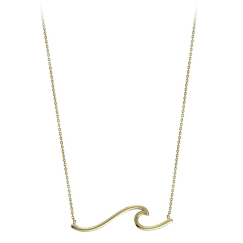 14k Yellow Gold Classic Wave Outline Necklace