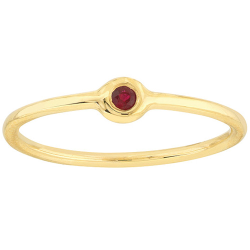 14k Yellow Gold .03 ct Ruby Bezel Stackable Ring