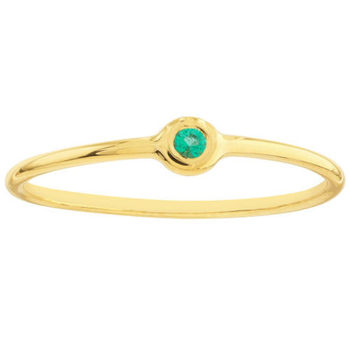 14k Yellow Gold .03 ct Emerald Bezel Stackable Ring
