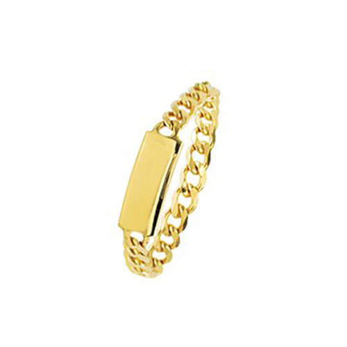 14k Yellow Gold Mini ID Plate Curb Link Chain Ring