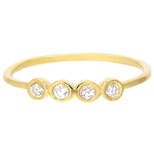 14k Yellow Gold .13 ct tw Four Diamond Bezel Stackable Ring
