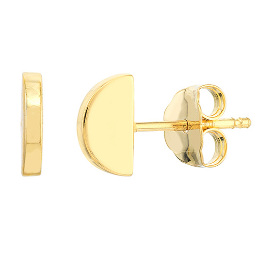 14k Yellow Gold 3D Half Disc Stud Earrings