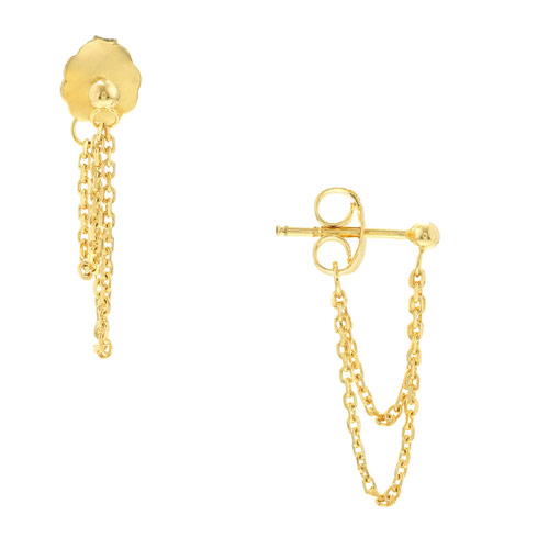 14k Yellow Gold Front to Back Double Cable Link Earrings
