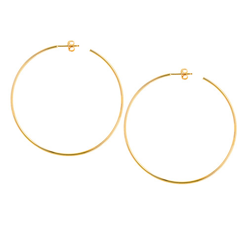 14k Yellow Gold Open Hoop Earrings 2in