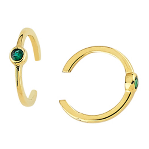 14k Yellow Gold .05 ct tw Emerald Earring Cuffs