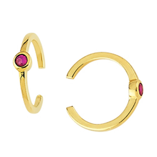 14k Yellow Gold .10 ct tw Ruby Earring Cuffs
