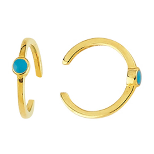 14k Yellow Gold Earring Cuffs with Turquoise Enamel Y41691630FM