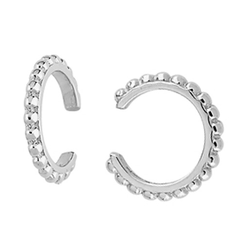 14k White Gold Earring Cuffs with Bubble Texture