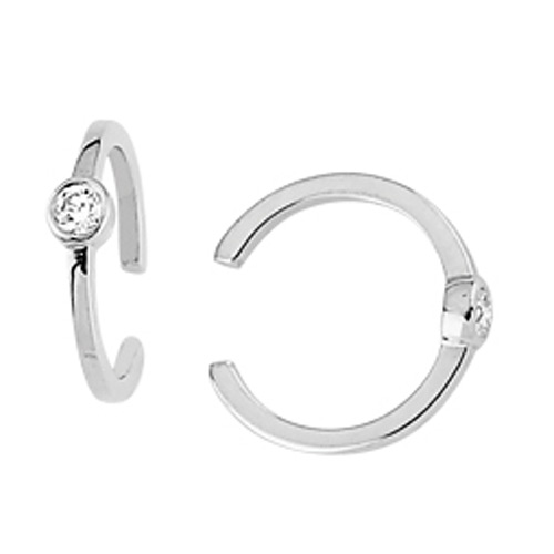 14k White Gold .05 ct tw Diamond Earring Cuffs