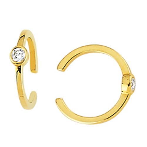 14k Yellow Gold .05 ct tw Diamond Earring Cuffs