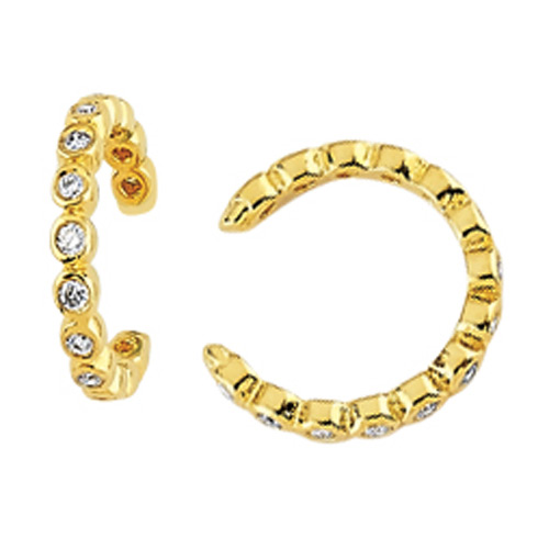 14k Yellow Gold .25 ct tw Diamond Earring Cuffs with Bubble Texture