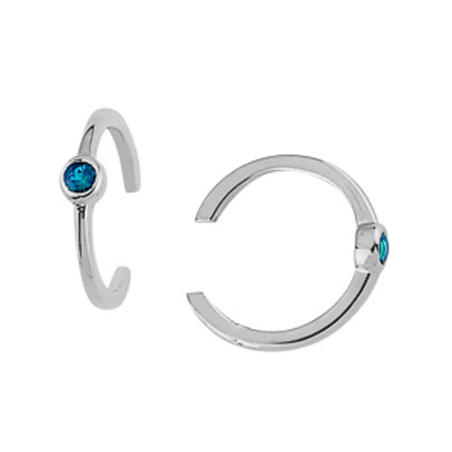 14k White Gold .10 ct tw Blue Sapphire Earring Cuffs