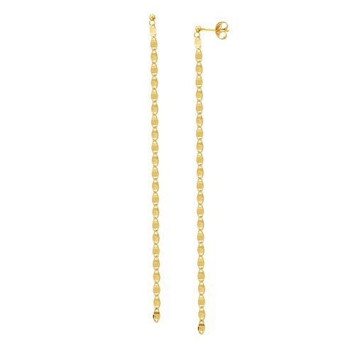 14k Yellow Gold Valentino Chain Shoulder Duster Drop Earrings 4in