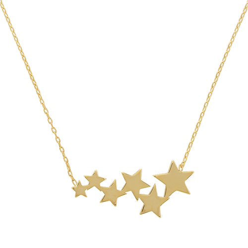 14k Yellow Gold Cluster of Stars Necklace