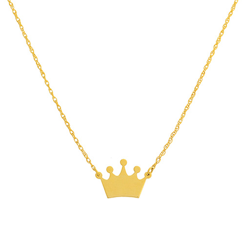 14k Yellow Gold Tiny Crown Necklace