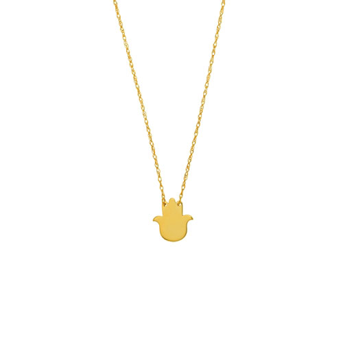 14k Yellow Gold Adjustable Mini Hamsa Necklace