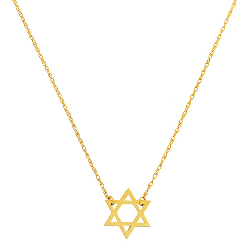 14k Yellow Gold Small Star of David Necklace