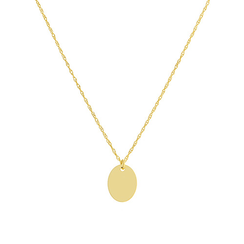 14k Yellow Gold Mini Oval Charm Necklace Y41019630FM Joy Jewelers