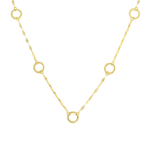 14k Yellow Gold Open Circle Station Necklace