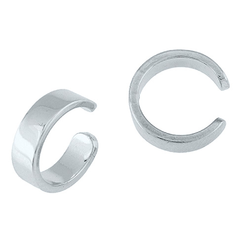 14k White Gold Flat Round Ear Cuffs