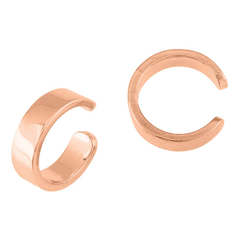 14k Rose Gold Flat Round Ear Cuffs