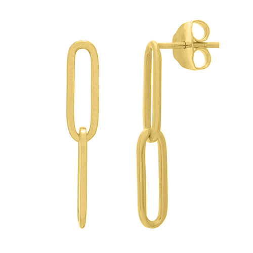 14k Yellow Gold Paper Clip Dangle Earrings 1in