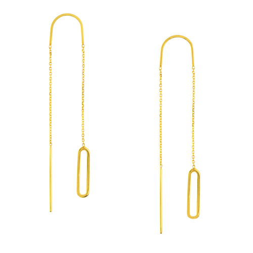 14k Yellow Gold Rounded Open Link Threader Earrings