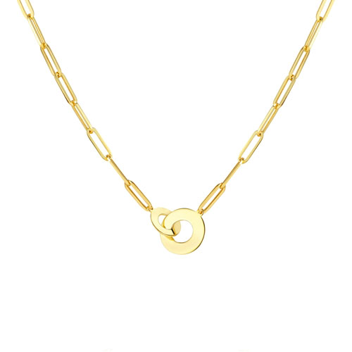 14k Yellow Gold Interlocked Disc Paper Clip Necklace