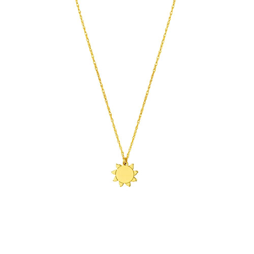 14k Yellow Gold Adjustable Tiny Sun Necklace