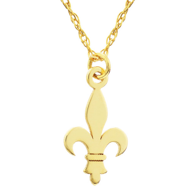 14k Yellow Gold Adjustable Tiny Fleur de Lis Necklace