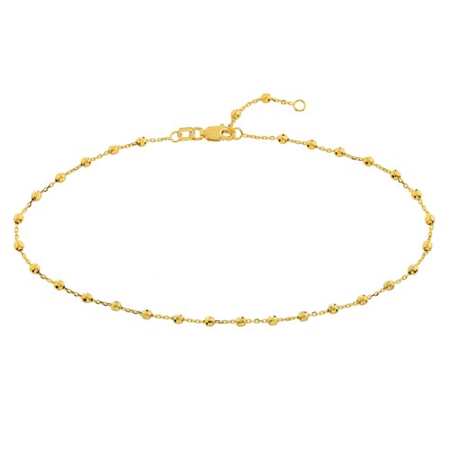14k Yellow Gold Disco Ball Anklet 10in