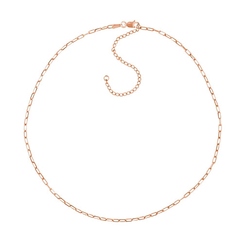 14k Rose Gold Slender Adjustable Paper Clip Link Choker Necklace 