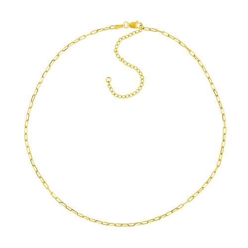 14k Yellow Gold Slender Adjustable Paper Clip Link Choker Necklace 