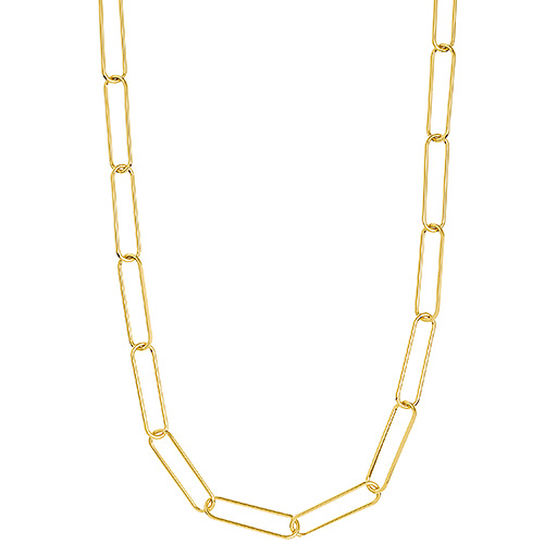 14k Yellow Gold Handmade Paper Clip Chain Necklace 20in