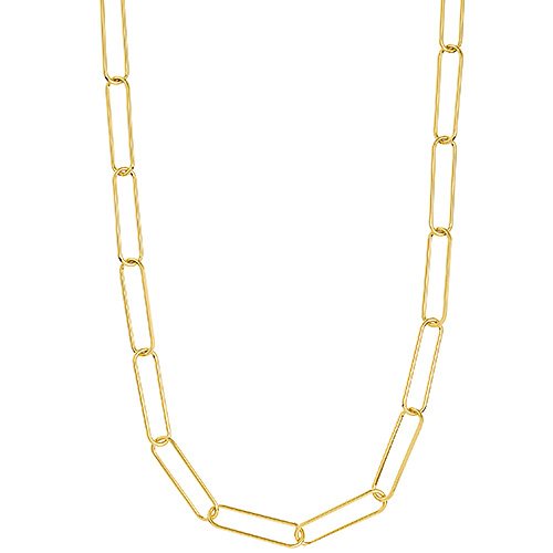 14k Yellow Gold Handmade Paper Clip Chain Necklace 20in