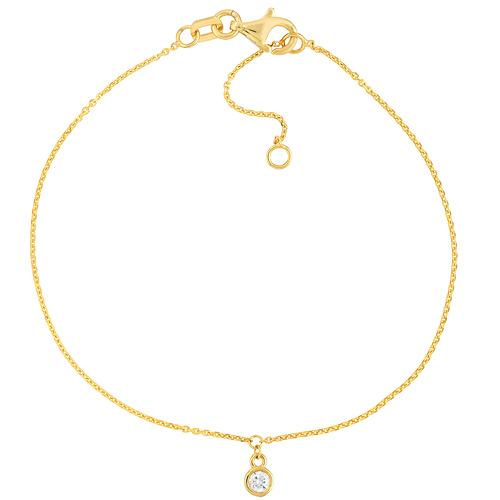 14k Yellow Gold 1/20 ct Diamond Bezel Charm Bracelet