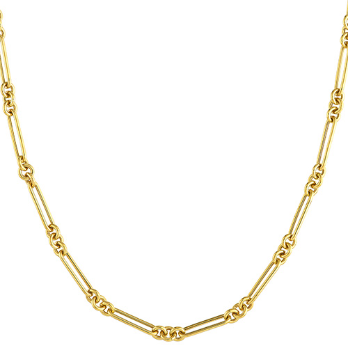14k Yellow Gold Hollow Mixed Clip Chain 24in