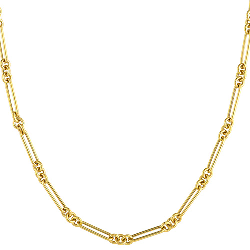 14k Yellow Gold Hollow Mixed Paper Clip and Round Link Chain 20in