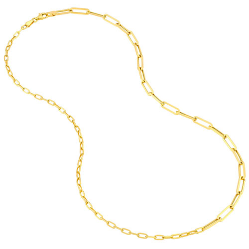 14k Yellow Gold 50/50 Duo Paper Clip Link Necklace