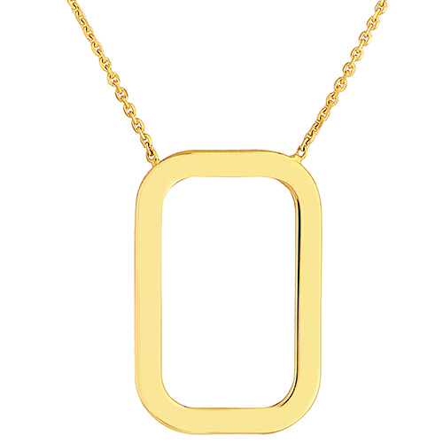 14k Yellow Gold Open Rectangle Necklace
