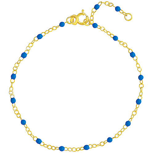 Cobalt Blue Enamel Beads Piatto Bracelet 8in