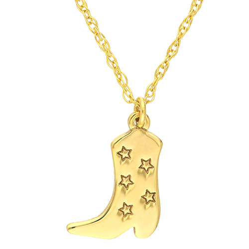 14k Yellow Gold Small Cowboy Boot Necklace