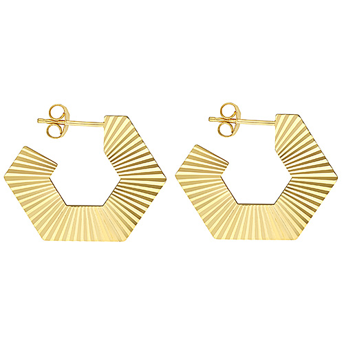 14k Yellow Gold Fluted J Hoop Earrings 7/8in