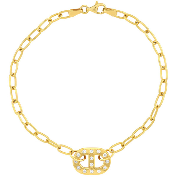 14k Yellow Gold .20 ct tw Diamond Flat Mariner Bracelet